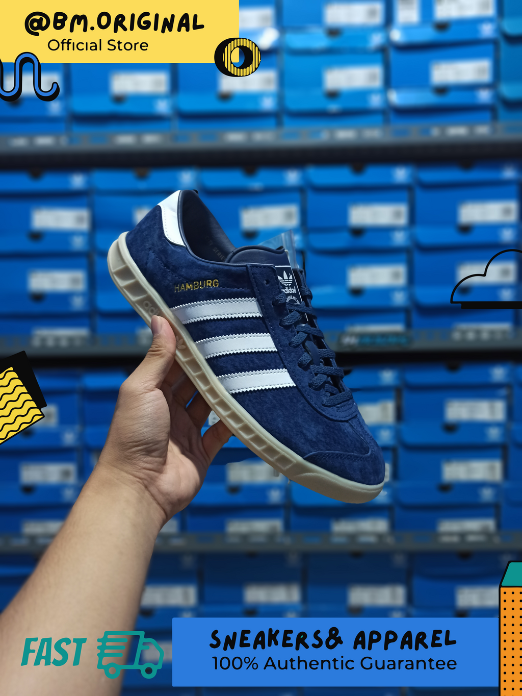Adidas Hamburg Navy White Gumsole ORIGINAL EF5788