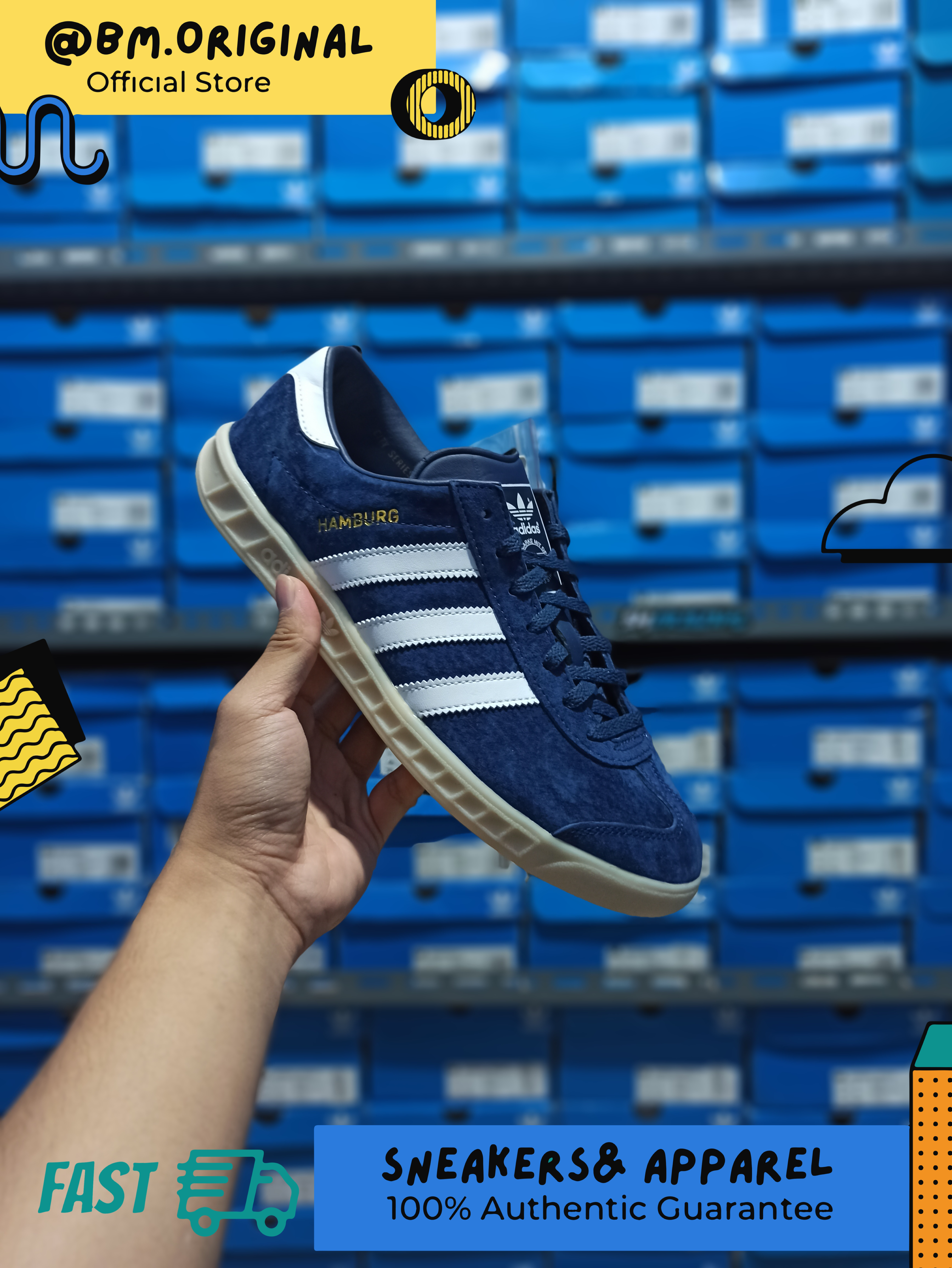 Adidas Hamburg Navy White Gumsole ORIGINAL EF5788