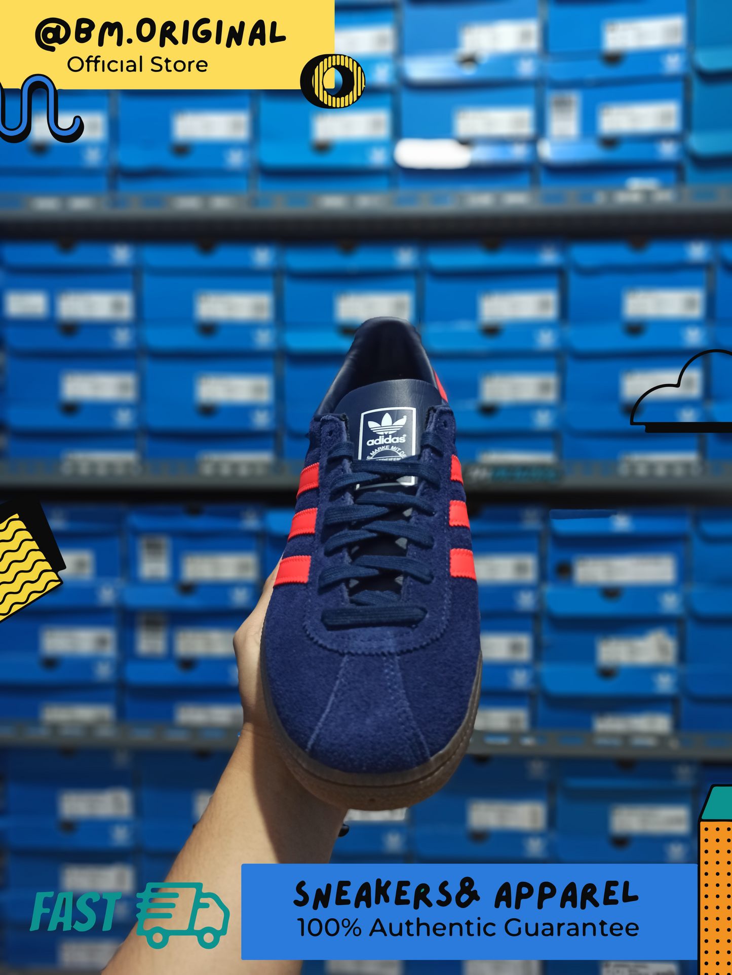 Adidas Munchen Dark Blue Solar Red Gum GY7400