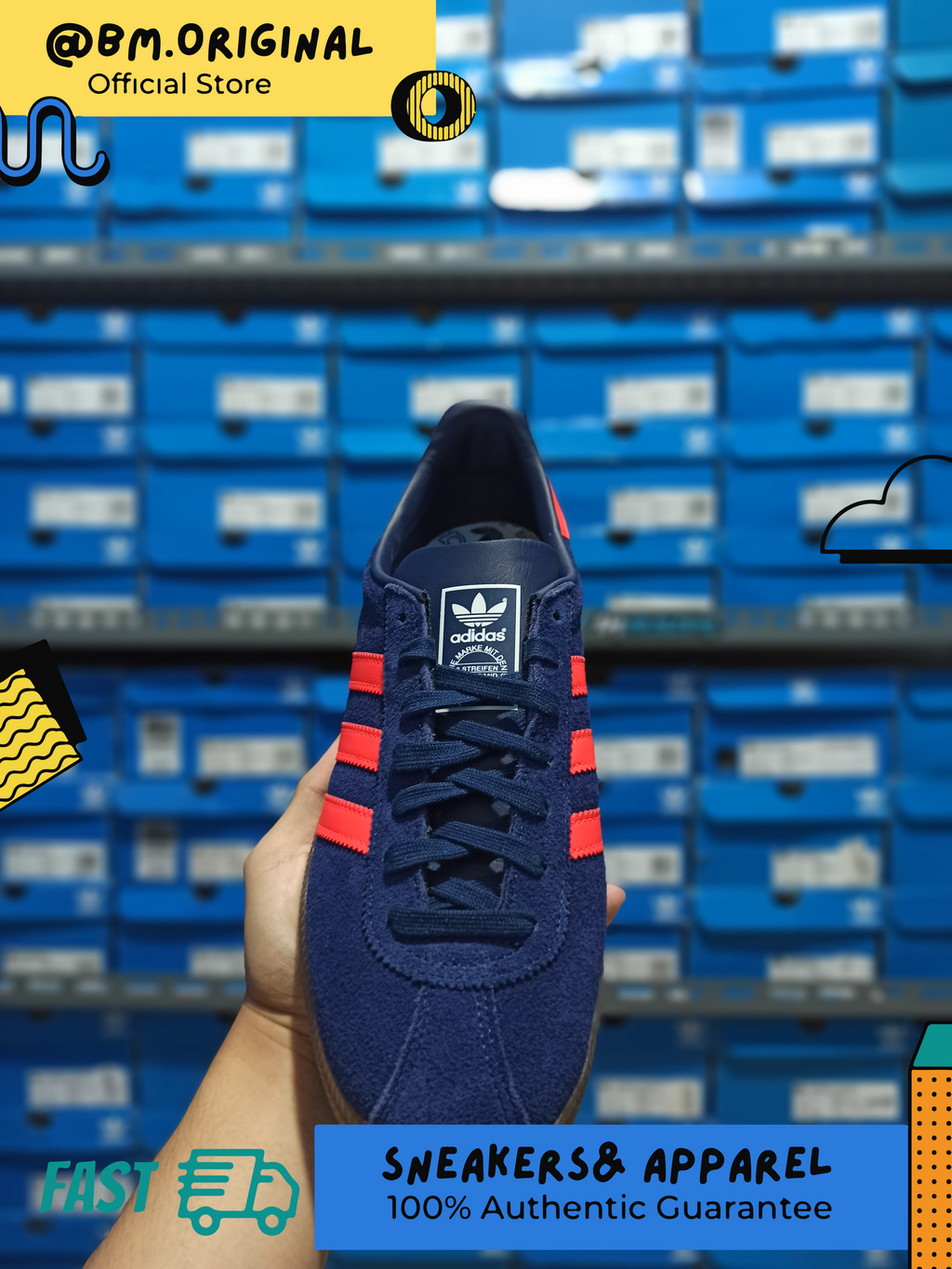 Adidas Munchen Dark Blue Solar Red Gum GY7400