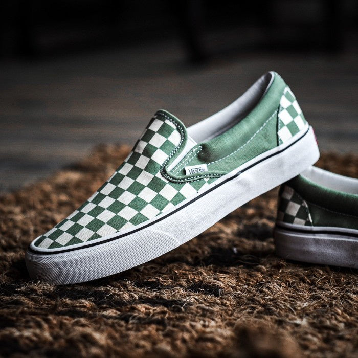 Vans Slip ON Classic Checkerboard Shale Green / White Original