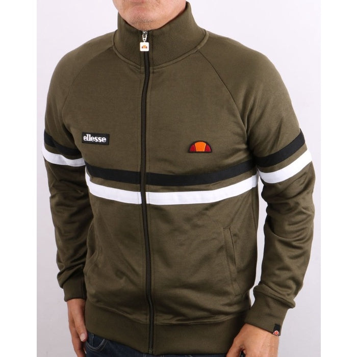 ELLESSE RIMINI TRACK TOP KHAKI BLACK WHITE 80s Casual ORIGINAL