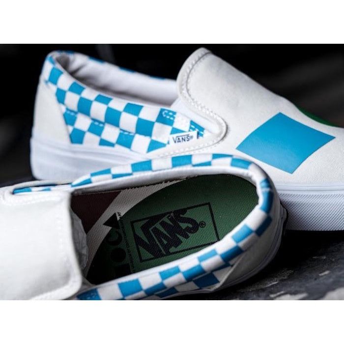 Vans Slip On X MOCA Logo Cyan White ORIGINAL
