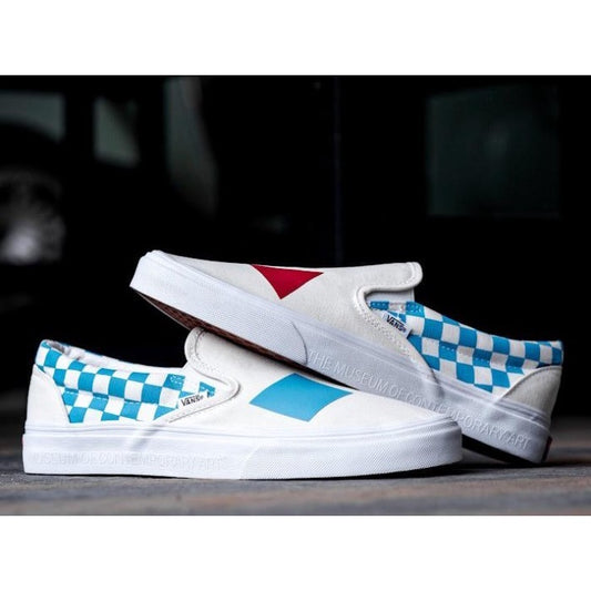 Vans Slip On X MOCA Logo Cyan White ORIGINAL