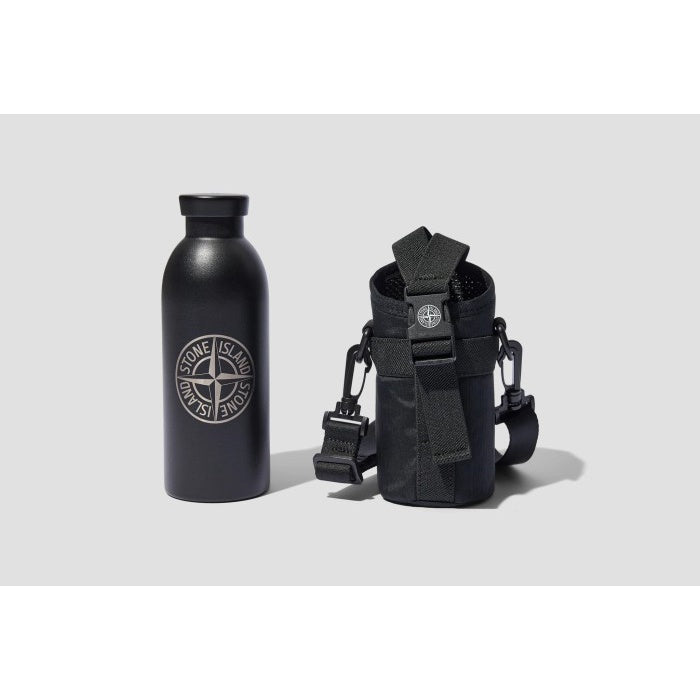Stone Island Logo Printed Water Bottle Black ORIGINAL 761595776 V0029