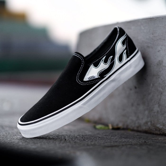 Vans Slip On Flame Black White