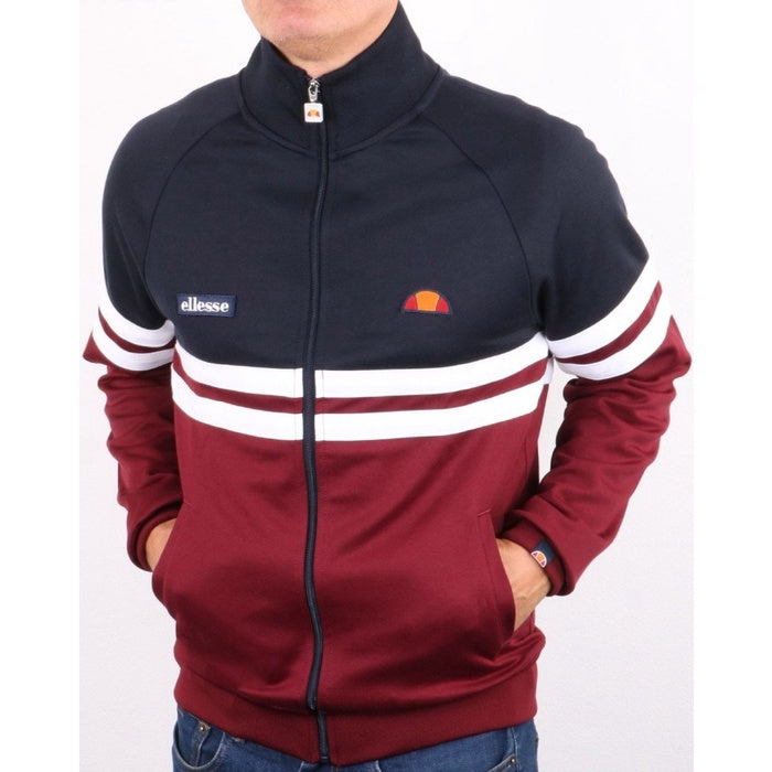 ELLESSE RIMINI TRACK TOP NAVY BURGUNDY 80s Casual ORIGINAL