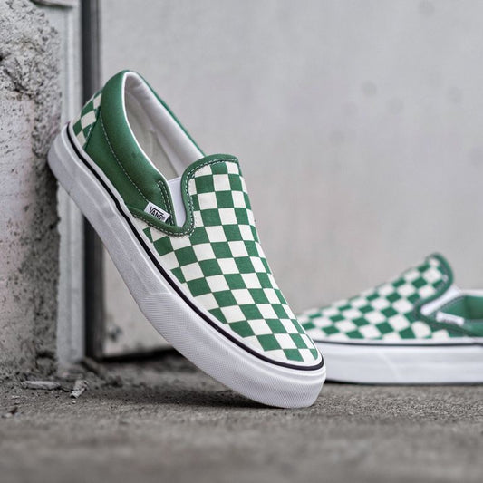 Vans Slip ON Classic Checkerboard Shale Green / White Original