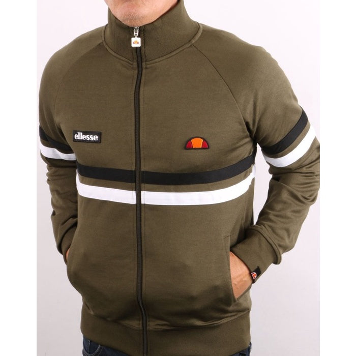 ELLESSE RIMINI TRACK TOP KHAKI BLACK WHITE 80s Casual ORIGINAL