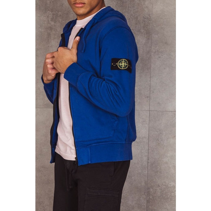 Stone Island Bright Blue Garment Dyed Cotton Sweatshirt ORIGINAL 64251