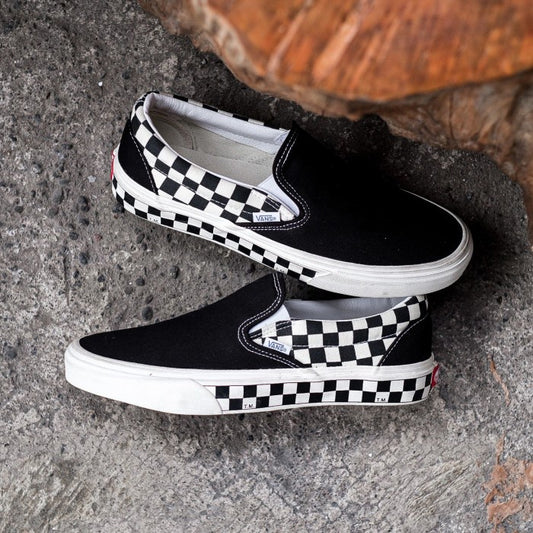 Vans Slip On SideWall Checkerboard Black White Original