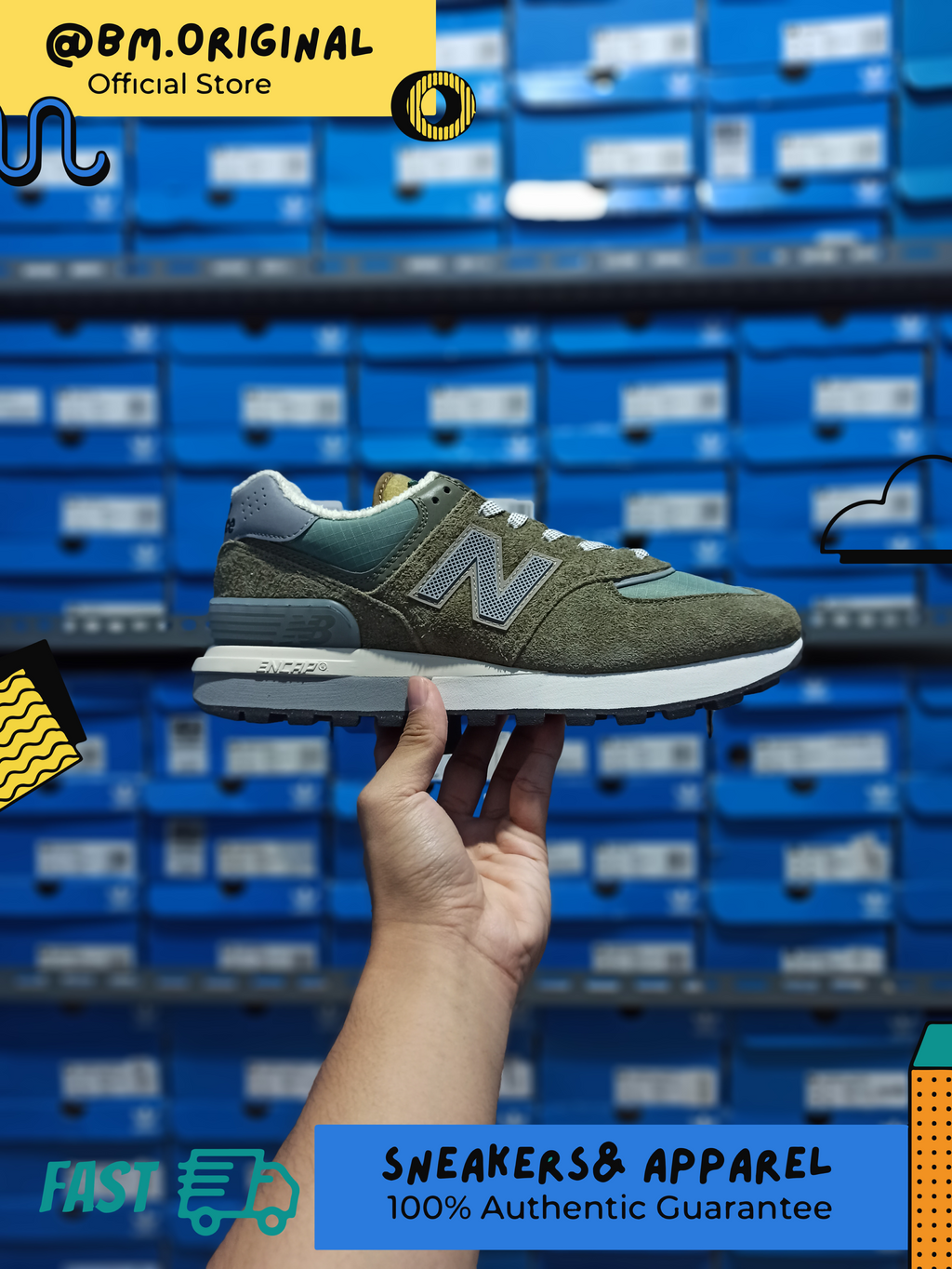 New Balance Stone Island 574 Green U574LGST