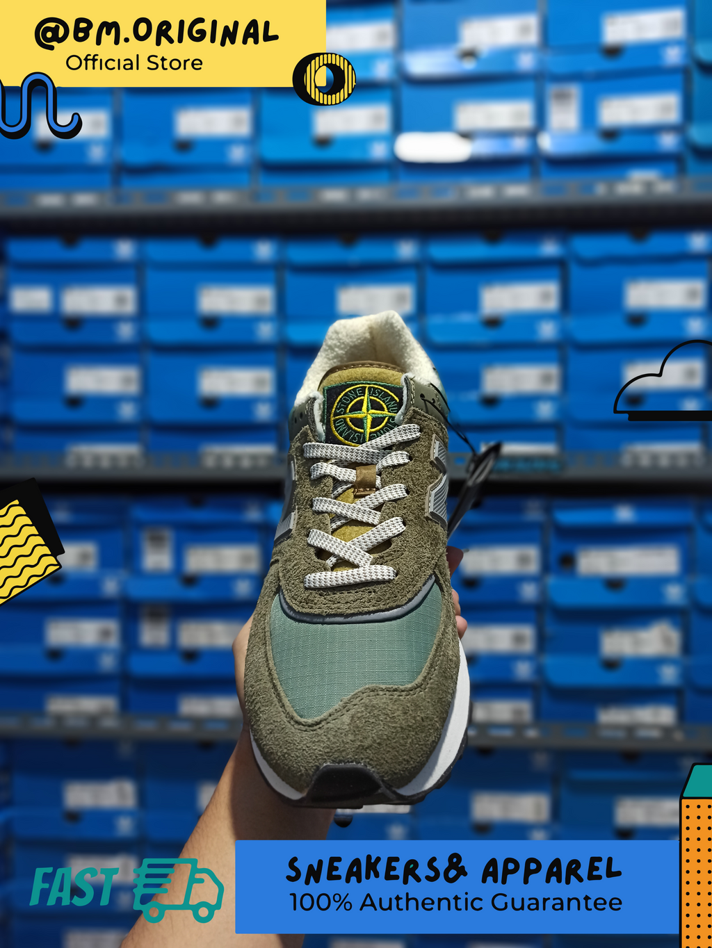 New Balance Stone Island 574 Green U574LGST